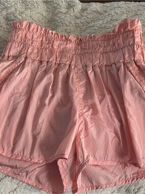 Free People “The Way Home” Dusty Pink Elastic-Waist Athletic Shorts